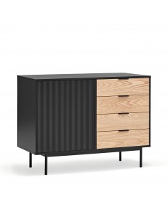 Teulat APARADOR SIERRA 108x47, DM lacado negro y chapa de...