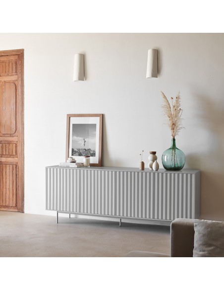 Aparador Teulat SIERRA 210x44, minimalista, MDF lacado cinza