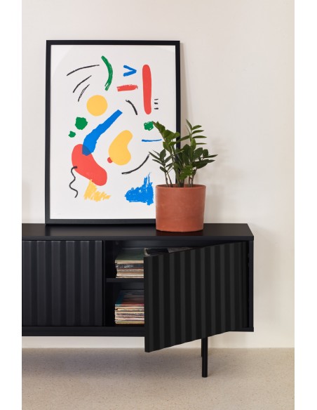 Teulat MUEBLE TV SIERRA 180x40, minimalista lacado en negro.