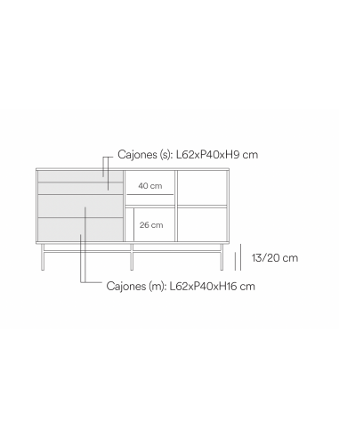 TEULAT APARADOR PUNTO 150x47, DM lacado azul y...