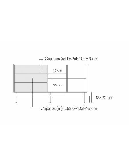 TEULAT APARADOR PUNTO 150x47, DM lacado azul y metal negro