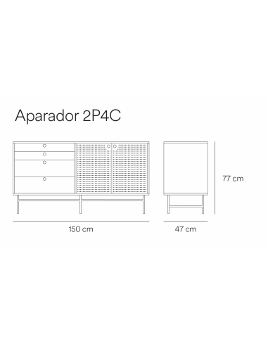 TEULAT APARADOR PUNTO 150x47, DM lacado y metal...