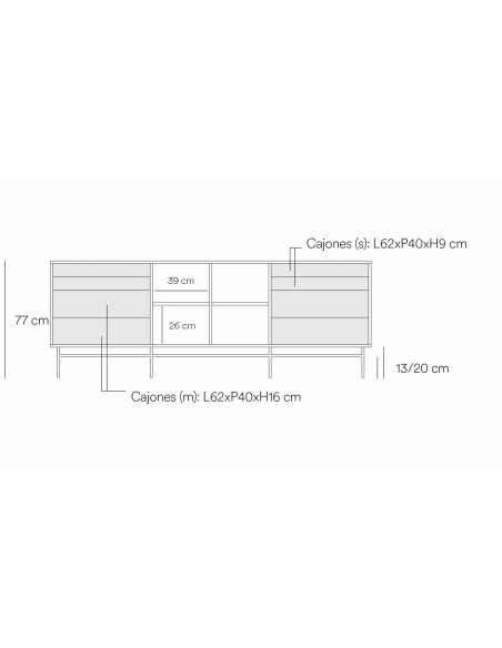 TEULAT APARADOR ponto 210X47, DM lacado e metal branco