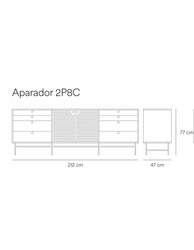 TEULAT APARADOR ponto 210X47, DM lacado e metal...