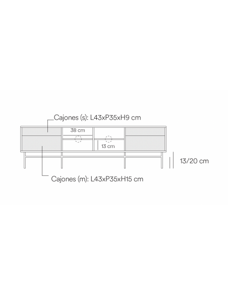 TEULAT MUEBLE TV PUNTO 180x40, DM lacado azul y metal negro