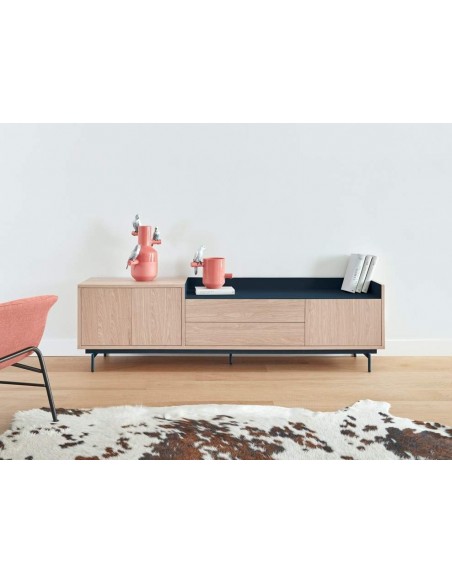 TEULAT RACK PARA TV VALLEY 180X40, CARVALHO, AZUL TEULAT RACK PARA TV VALLEY 180X40, CARVALHO, AZUL