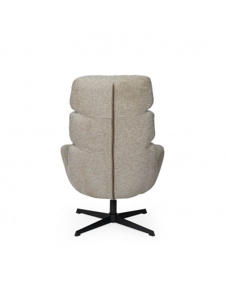 Sillón giratorio de diseño PAULINE, respaldo alto, tela y base metálica elegante