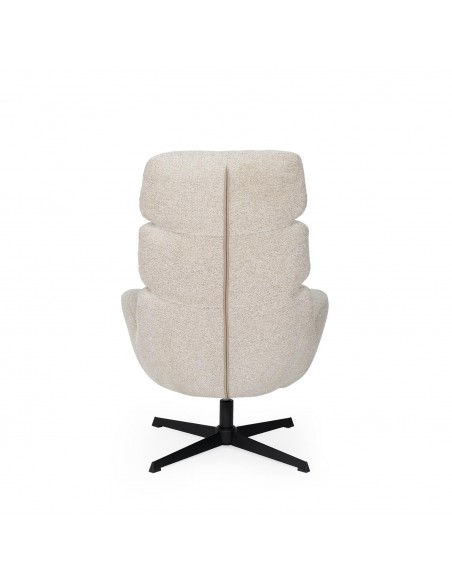 Sillón giratorio de diseño PAULINE, respaldo alto, tela y base metálica elegante