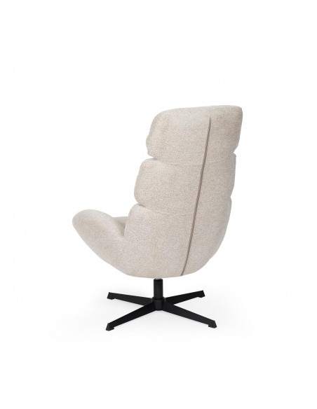 Sillón giratorio de diseño PAULINE, respaldo alto, tela y base metálica elegante