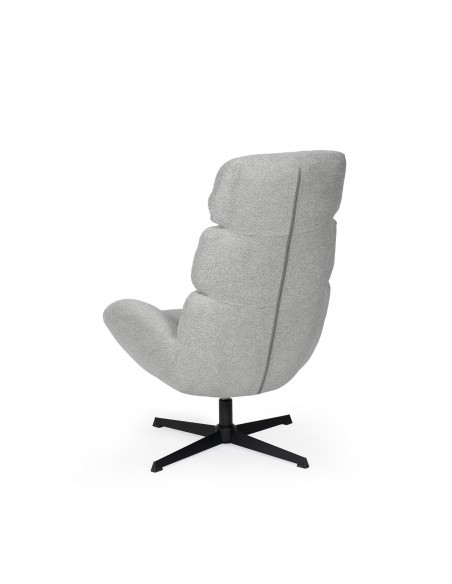 Sillón giratorio de diseño PAULINE, respaldo alto, tela y base metálica elegante