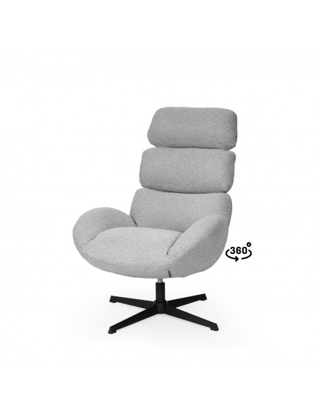 Poltrona giratória de design PAULINE, encosto alto e elegante base metálica