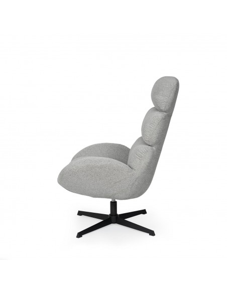 Sillón giratorio de diseño PAULINE, respaldo alto, tela y base metálica elegante