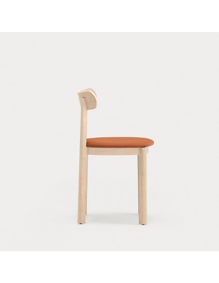 Teulat silla NARA madera fresno y asiento tapizado en PU terracota