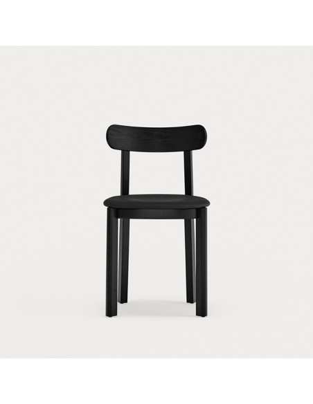 Teulat silla de diseño NARA, fresno negro y asiento tapizado en PU