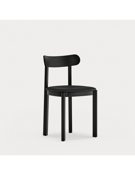 Teulat silla de diseño NARA, fresno negro y asiento tapizado en PU