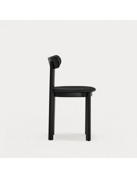 Teulat silla de diseño NARA, fresno negro y asiento tapizado en PU