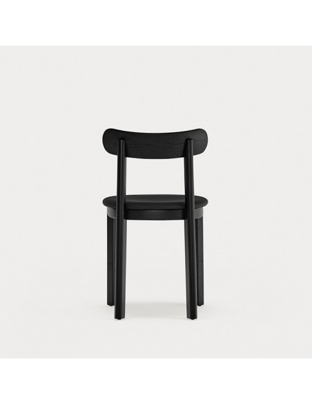 Teulat silla de diseño NARA, fresno negro y asiento tapizado en PU