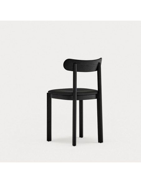 Teulat silla de diseño NARA, fresno negro y asiento tapizado en PU