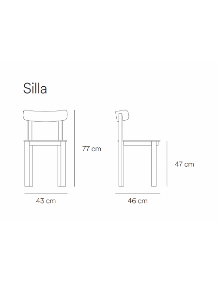 Teulat silla de diseño NARA, fresno negro y asiento tapizado en PU