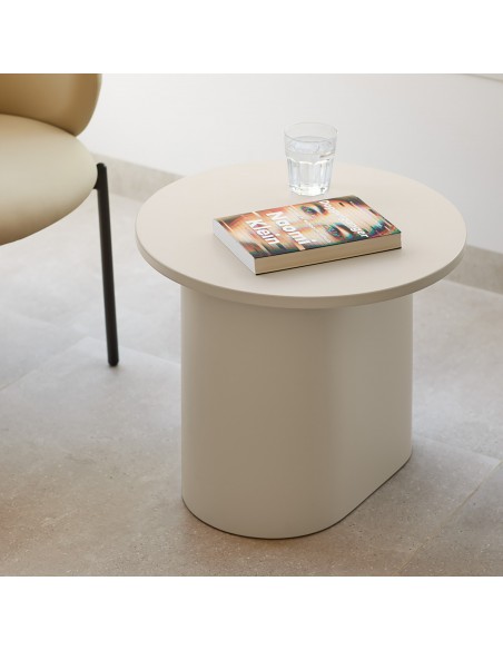 TEULAT MESA auxiliar redonda TOTEM 50 x 45, minimalista, arena