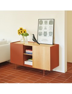 Teulat aparador OTTO 130 x 45. MDF teja y roble, base de... 2