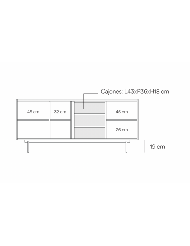 Teulat aparador OTTO 180 x 45. MDF arena y...