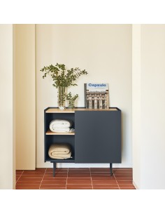 Teulat comoda OTTO 90 x 45. MDF gris antracita y roble,... 2