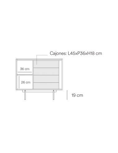 Teulat comoda OTTO 90 x 45. MDF gris antracita...