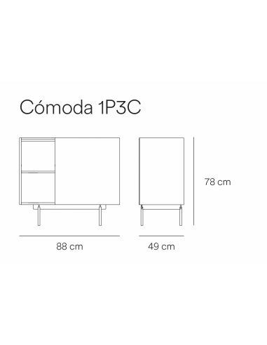Teulat comoda OTTO 90 x 45. MDF teja y roble,...
