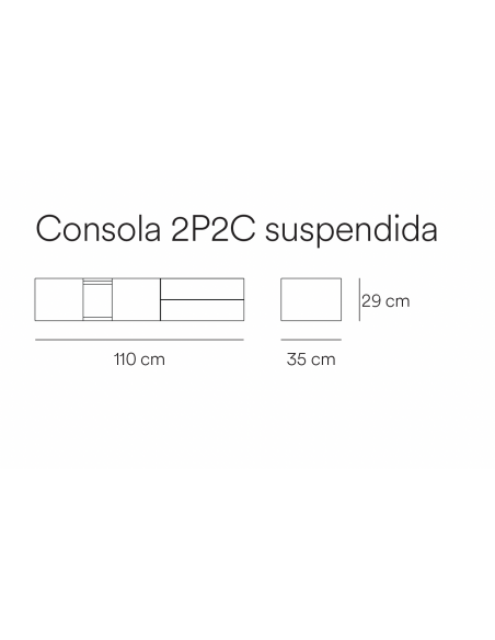 Consola de parede Teulat OTTO 110 x 35. MDF cinza antracite e carvalho.