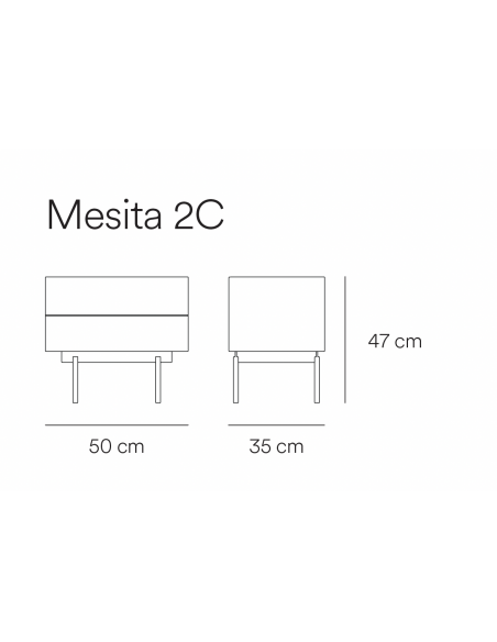 Mesa de cabeceira Teulat OTTO 50 X 35. MDF cinza antracite e carvalho, base metálica