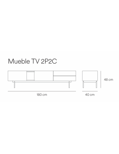 Móvel TV Teulat OTTO 180 x 40, MDF lacado areia...