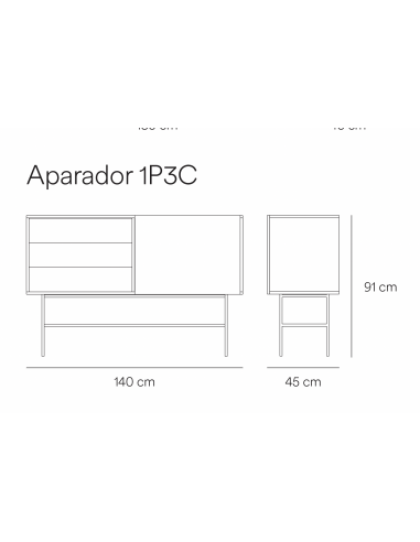 Teulat aparador NUBE 140 x 45, MDF lacado color...