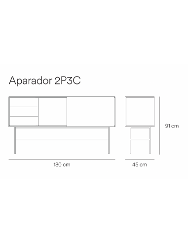 Teulat aparador NUBE 180 x 45, MDF lacado color...