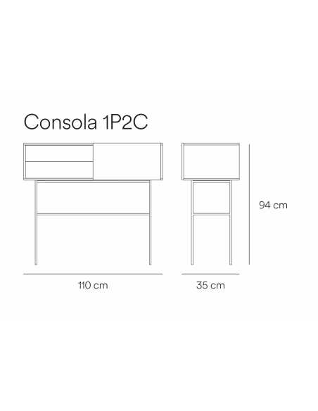 Teulat consola recibidor minimalista NUBE 110 x 35, MDF lacado arena y arcilla.