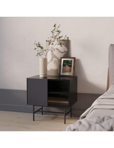 TEULAT MESITA NUBE 1 PUERTA CORREDERA 50 x 56, lacado negro y gris antracita