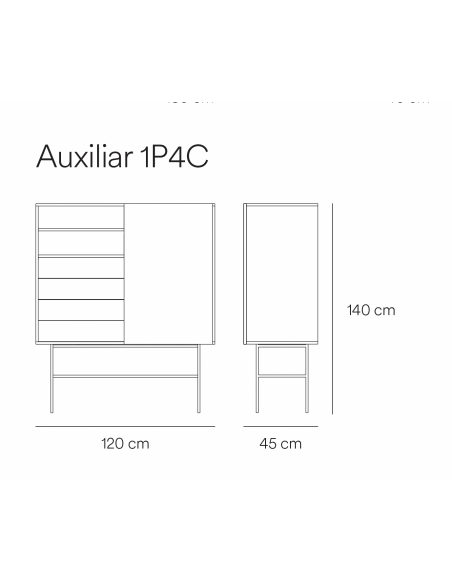 Móvel auxiliar alto Teulat NUBE 120 x 45, MDF lacado areia e argila.
