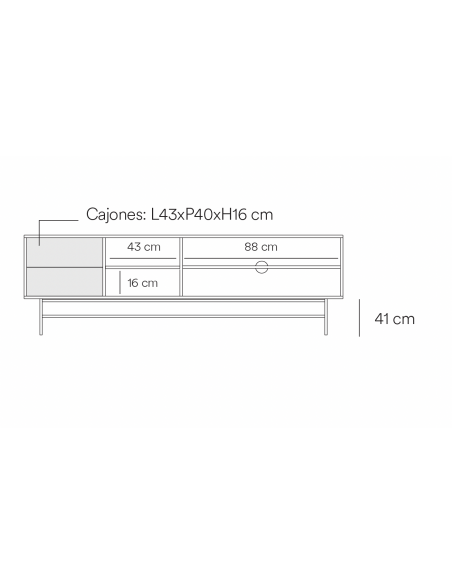 Teulat mueble de Tv NUBE 180 x 40, MDF lacado crema y arena.