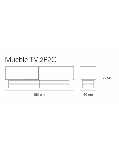 Móvel TV Teulat NUBE 180 x 40, MDF lacado preto...