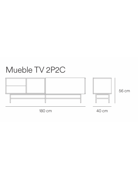 Móvel TV Teulat NUBE 180 x 40, MDF lacado preto e antracita.
