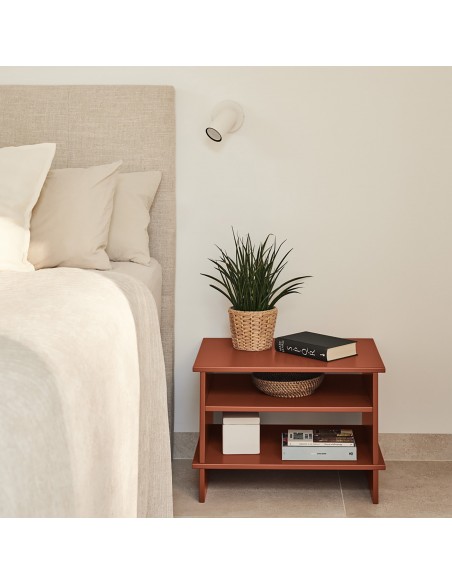 TEULAT INARI Mesa de cabeceira japonesa 54 x 40, 2 PRATELEIRAS, lacada telha