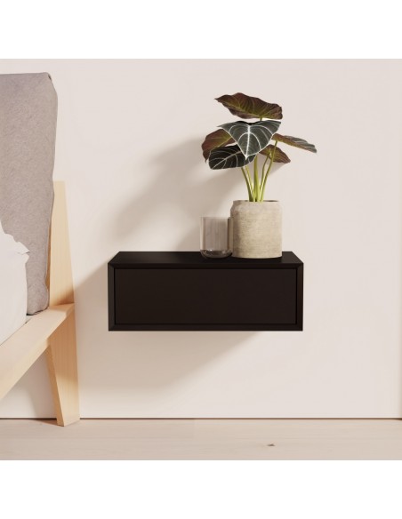 Teulat Platt mesita de noche suspendida minimalista 55 x 19, MDF lacado Gris Antracita