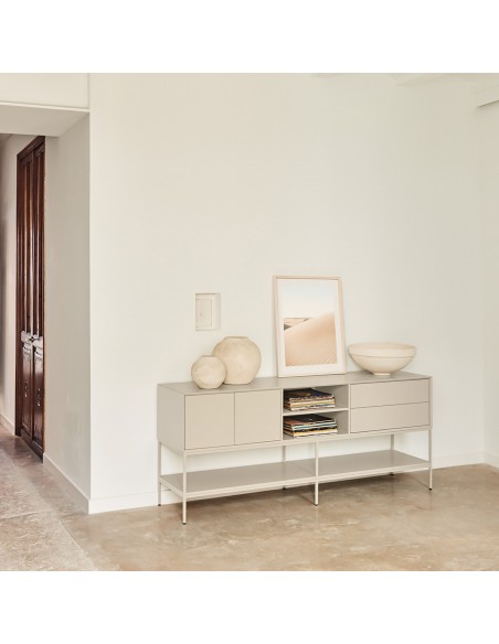 Teulat Platt Mueble TV minimalista 175 x 45, MDF lacado Arena