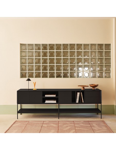 Teulat Platt Mueble TV minimalista 220 x 45, MDF lacado gris antracita