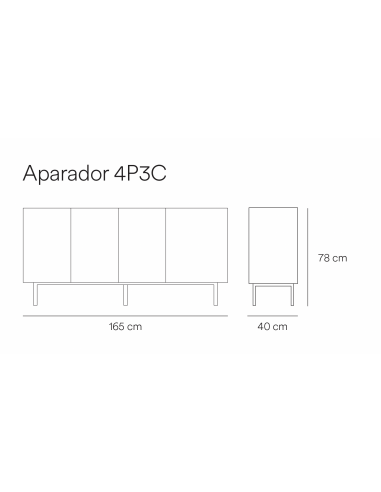 TEULAT APARADOR ARISTA 165x40,lacado en blanco.