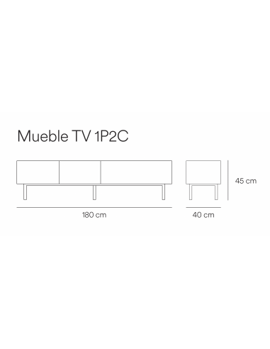 Teulat Mueble de TV Arista 180x40, lacado Burdeos.