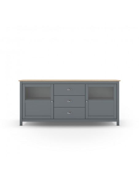 Aparador mediterráneo MISTI 180 x 80, madera pino encerado y verde