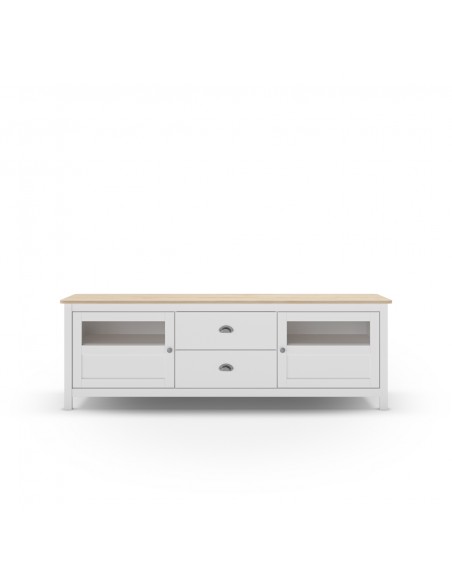Móvel TV Mediterrâneo MISTI 180 x 59, madeira de pinho encerada e branco