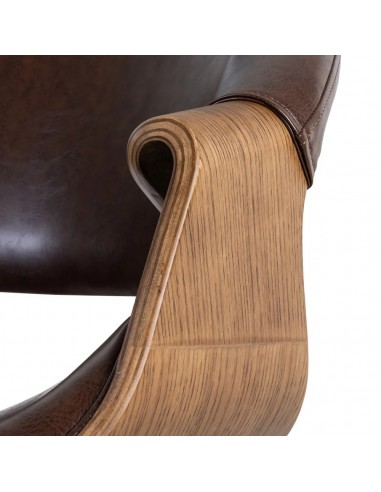 Silla de comedor TOKIO en símil piel marrón y...