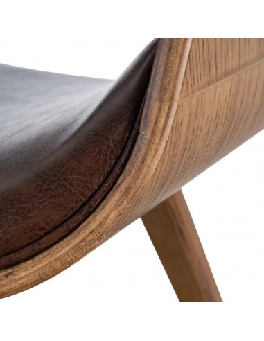 Silla de comedor TOKIO en símil piel marrón y...